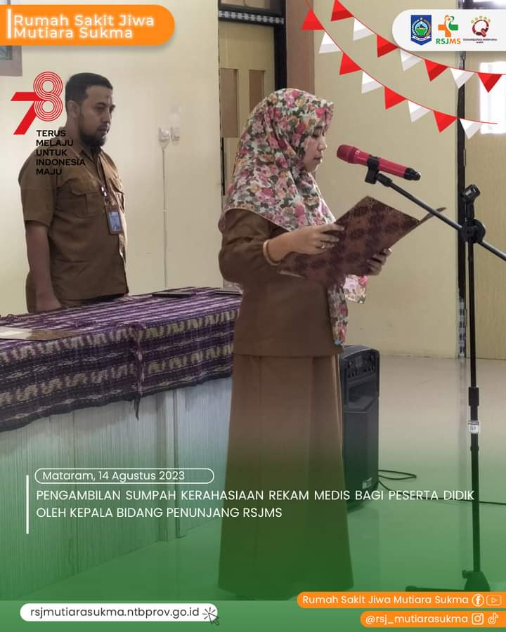 PENGAMBILAN SUMPAH KERAHASIAAN REKAM MEDIS BAGI PESERTA DIDIK OLEH KEPALA BIDANG PENUNJANG RSJMS